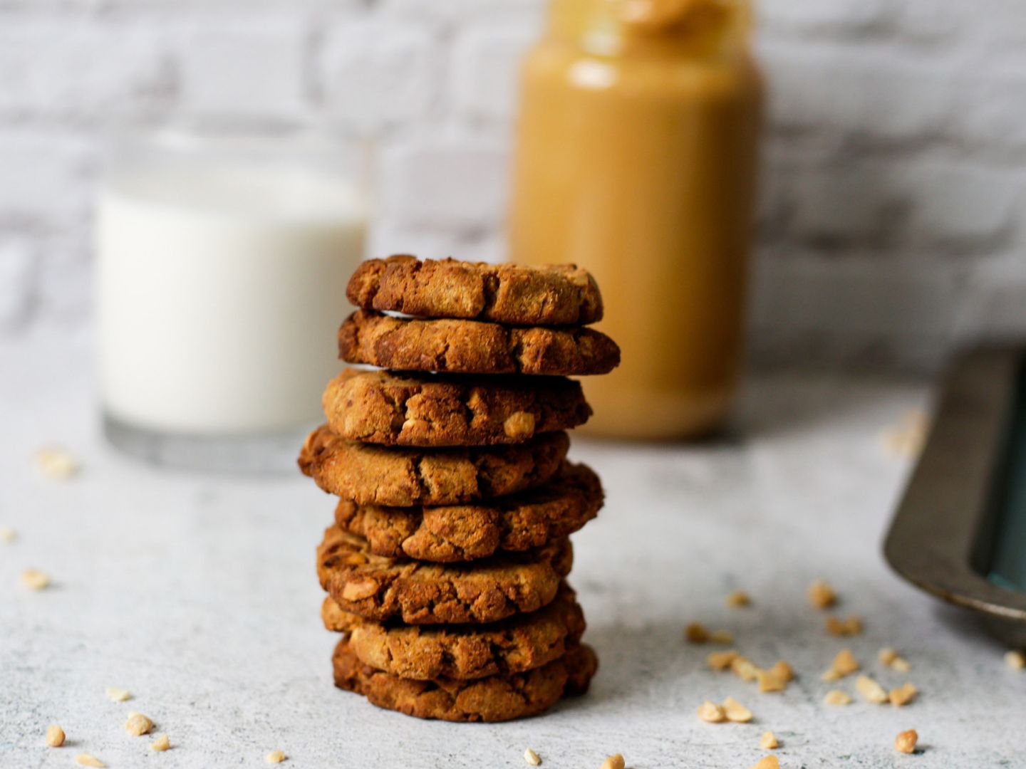 Peanut Butter Almond Pulp Cookies in a stack