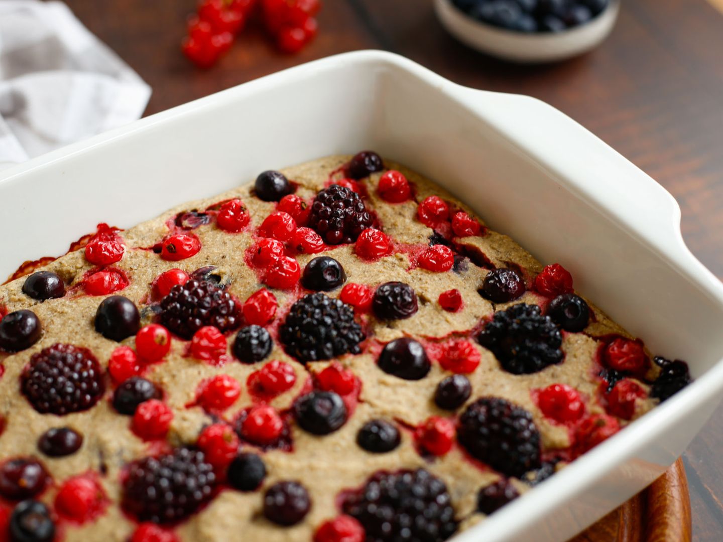 Vegan Baked Oats in a baking dish