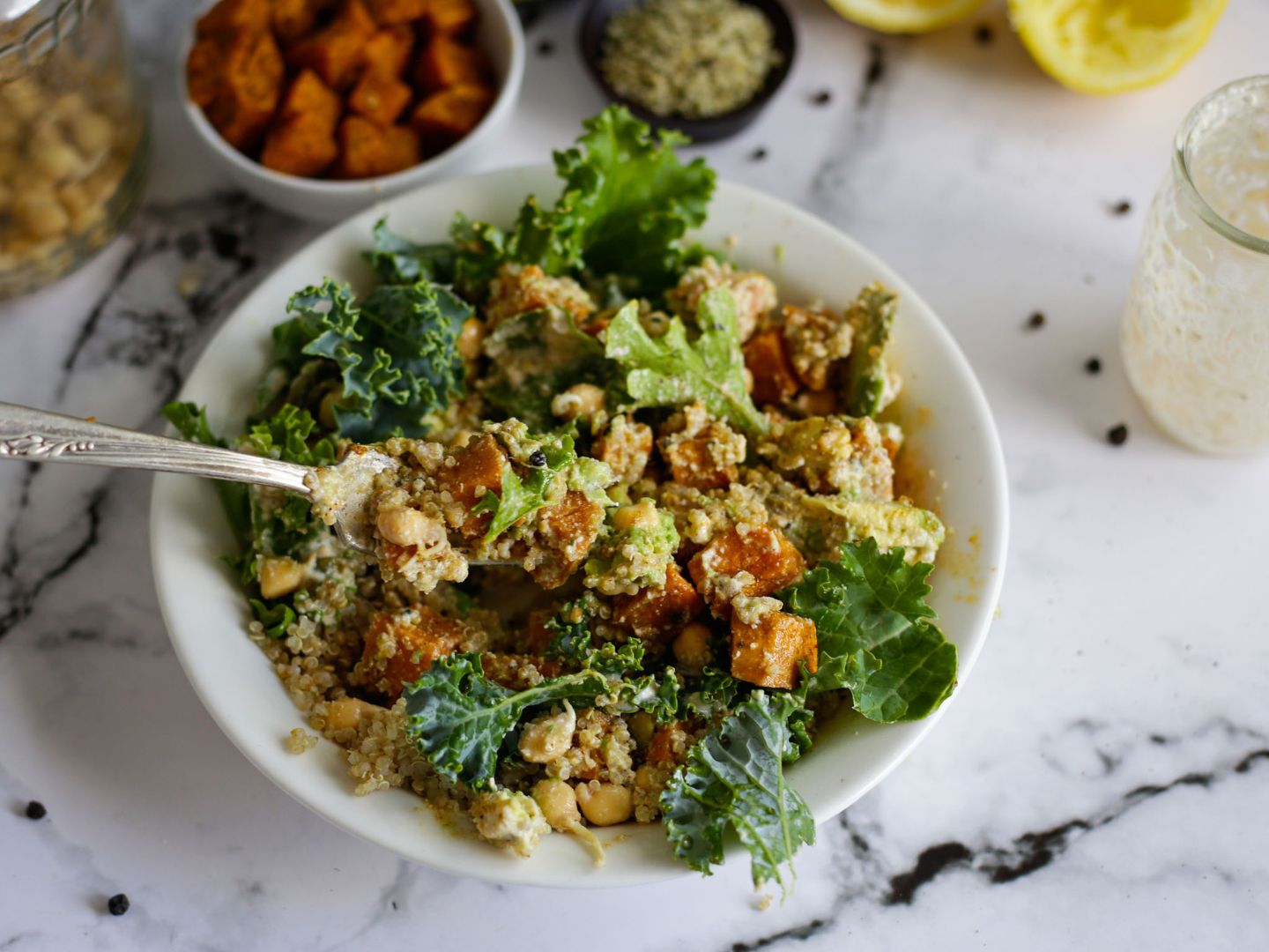 Sweet Potato Quinoa Bowl Tossed Together