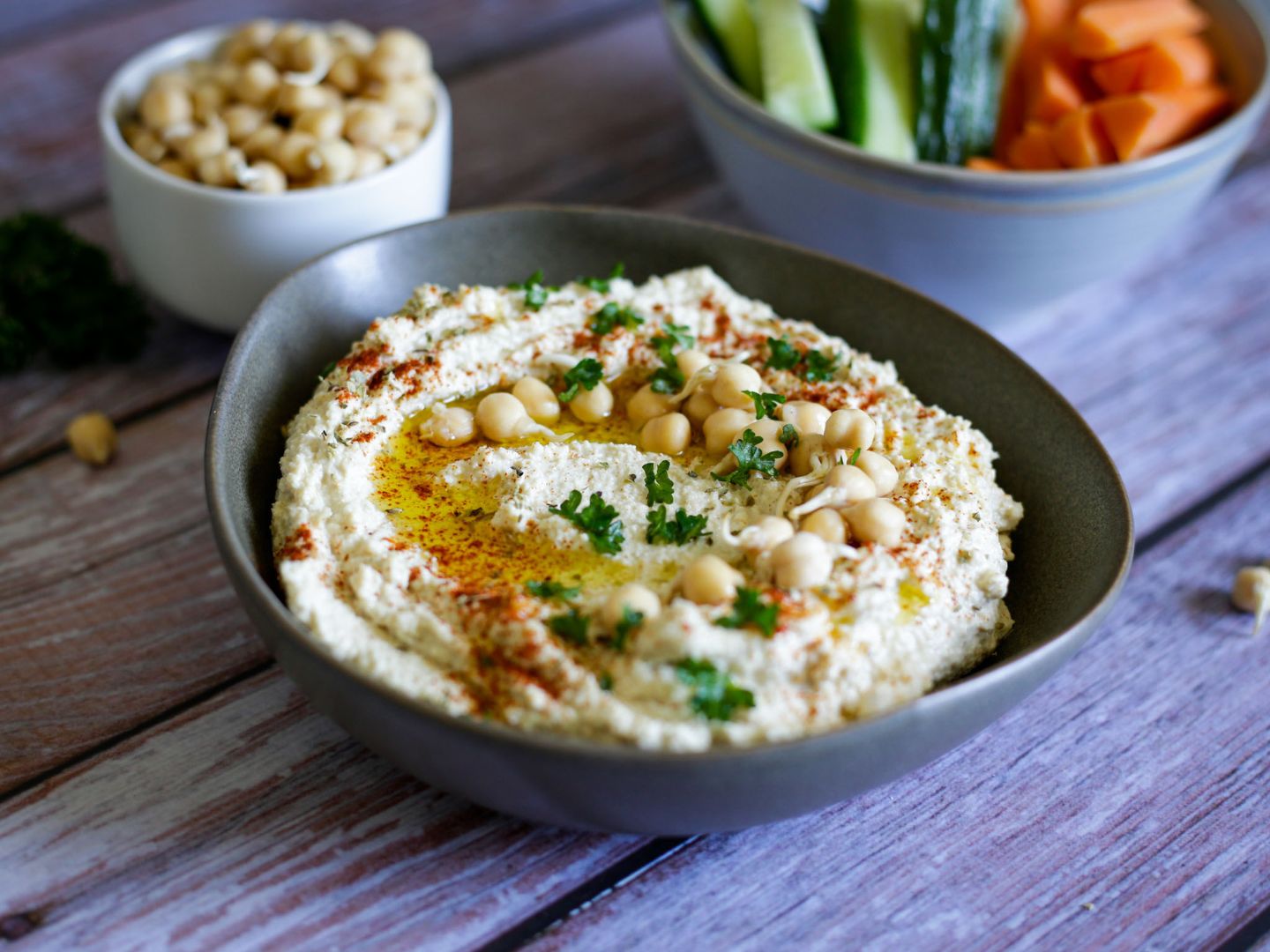 Raw Sprouted Hummus in a bowl